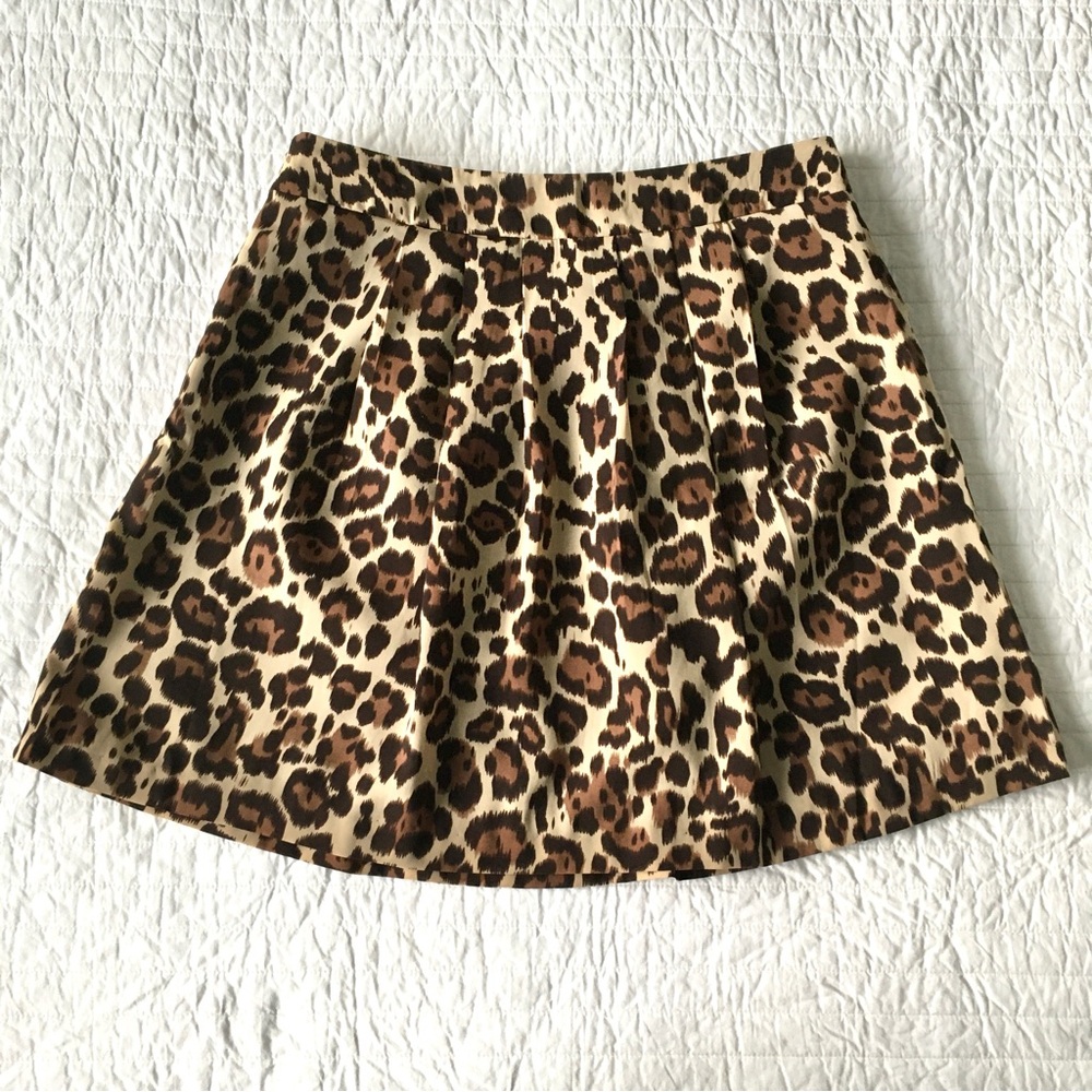 Women's Banana Republic Leopard Print Mini A-line Skirt Sz 4 - Brown, Tan